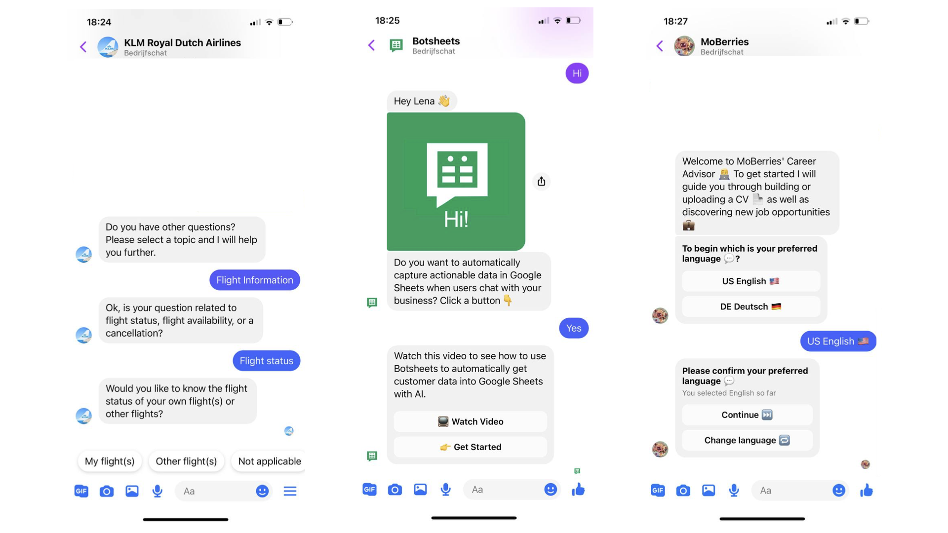 Examples of button-based chatbots